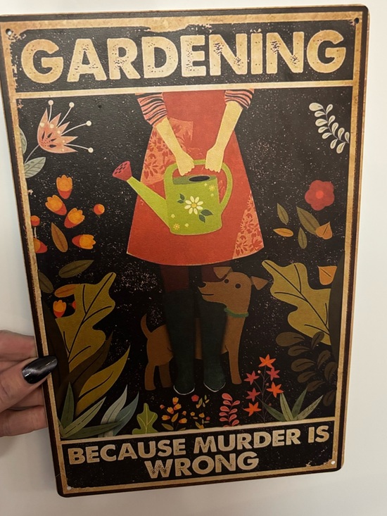 Other - Gardening Because Murder Is Wrong Wall Art - Vintage-Inspired Black & Red Sign